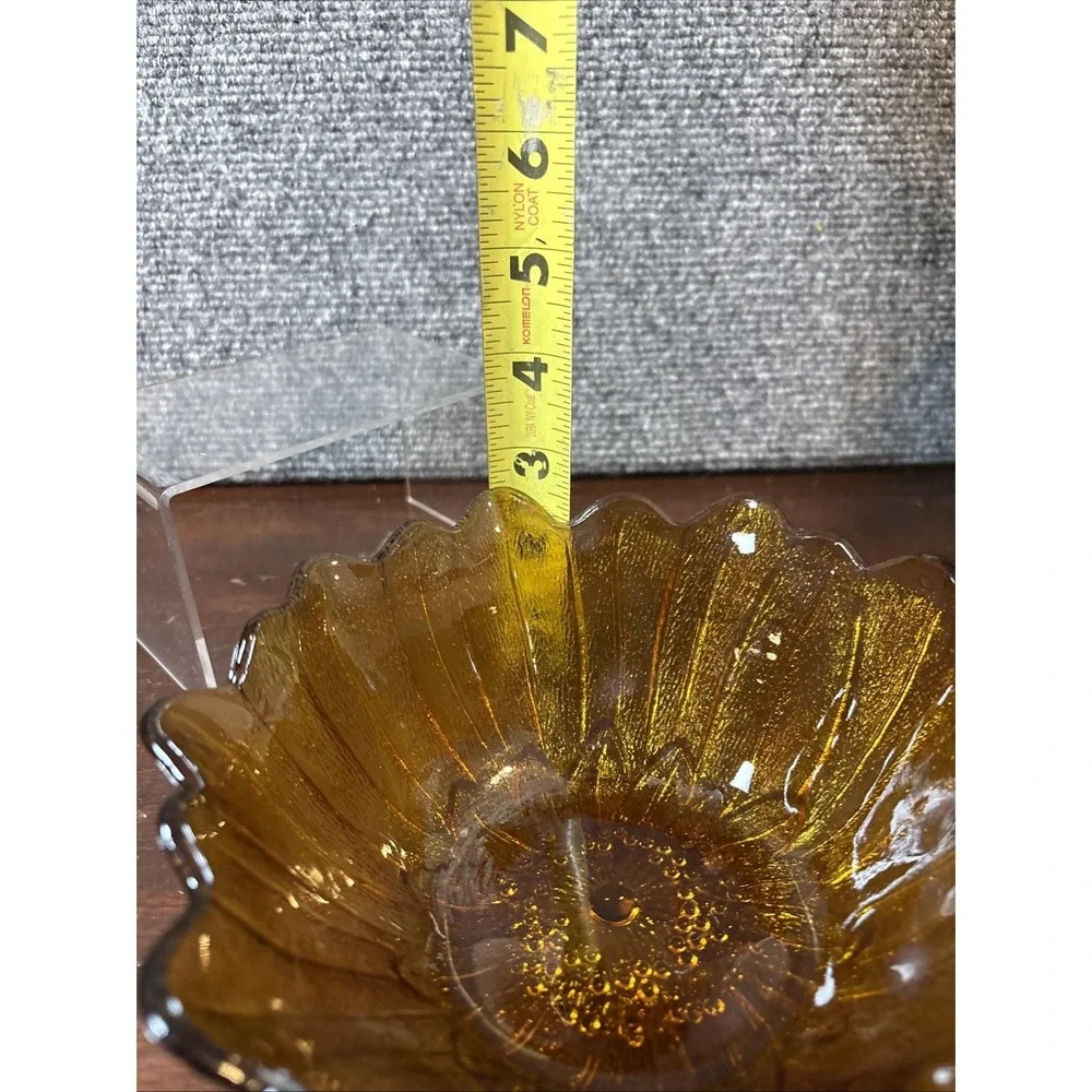 Vtg~Indiana Amber Glass~Lily Pons Sunflower~Bowl/Candy Dish